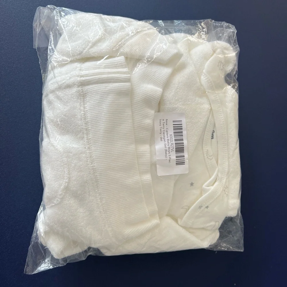 Carters 3-Piece Baby‎ Boy Terry Little Ivory Carding Set 9M